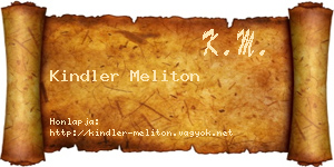 Kindler Meliton névjegykártya